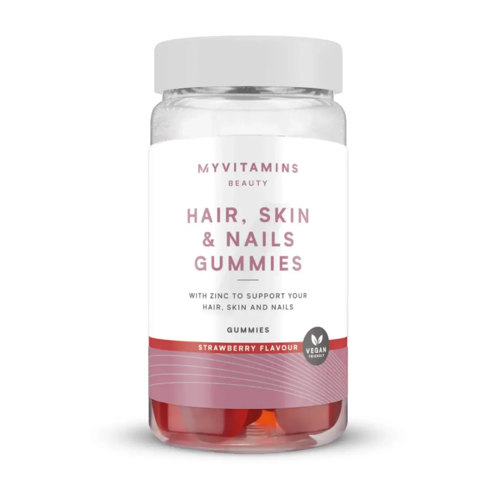 Hair, Skin and Nails Gummies - 60 Gummies - 30servings - Strawberry (Vegan) Image 1