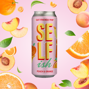 Selfish Gut Friendly Pop - Peach & Orange (12x330ml Cans) - Flavour Peach & Orange