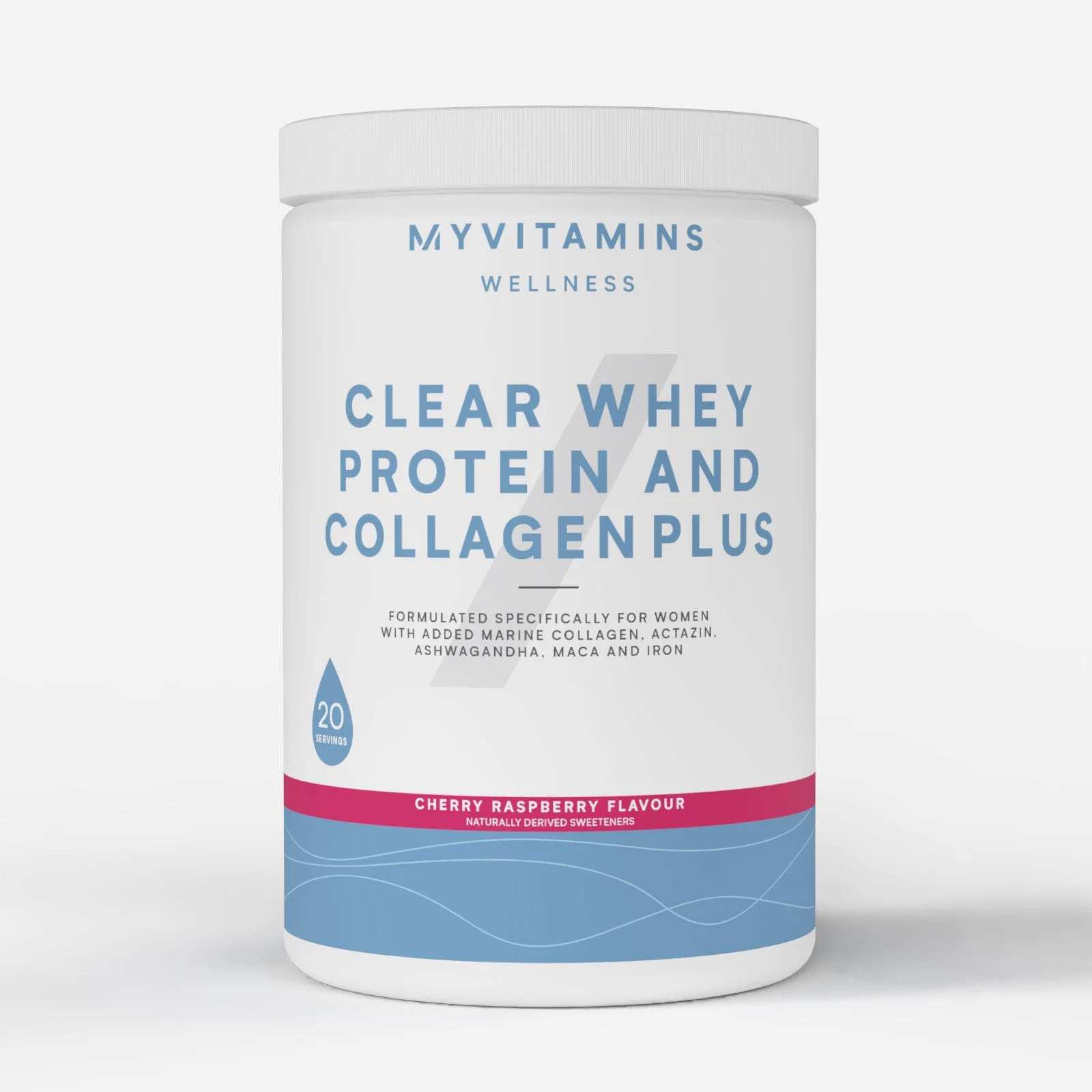 Clear Whey Protein and Collagen Plus - 486G - 20servings - Cherry Raspberry Image 1